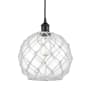 Innovations Lighting Farmhouse 10" Wide Pendant Matte Black / Clear Glass / White Rope