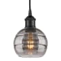 Innovations Lighting Rochester 6" Wide Cord-Hung Mini Pendant Matte Black / Light Smoke