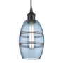 Innovations Lighting Vaz 6" Wide Cord-Hung Mini Pendant Matte Black / Princess Blue