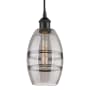 Innovations Lighting Vaz 6" Wide Cord-Hung Mini Pendant Matte Black / Light Smoke