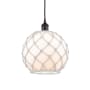 Innovations Lighting Farmhouse 10" Wide Pendant Oil Rubbed Bronze / White Glass / White Rope