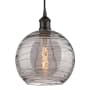 Innovations Lighting Athens Deco Swirl 10" Wide Cord-Hung Mini Pendant Oil Rubbed Bronze / Light Smoke Deco Swirl