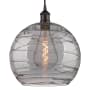 Innovations Lighting Athens Deco Swirl 14" Wide Cord-Hung Pendant Oil Rubbed Bronze / Light Smoke Deco Swirl