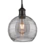 Innovations Lighting Athens Deco Swirl 8" Wide Cord-Hung Mini Pendant Oil Rubbed Bronze / Light Smoke Deco Swirl