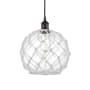 Innovations Lighting Farmhouse 10" Wide Pendant Oil Rubbed Bronze / Clear Glass / White Rope