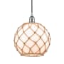 Innovations Lighting Farmhouse 10" Wide Pendant Polished Chrome / White Glass / Brown Rope