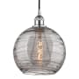 Innovations Lighting Athens Deco Swirl 10" Wide Cord-Hung Mini Pendant Polished Chrome / Light Smoke Deco Swirl