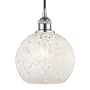 Innovations Lighting White Mouchette 8" Wide Cord-Hung Mini Pendant Polished Chrome