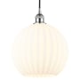 Innovations Lighting White Venetian 12" Wide Cord-Hung Pendant Polished Chrome