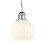 Innovations Lighting White Venetian 6" Wide Cord-Hung Mini Pendant Polished Chrome