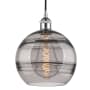 Innovations Lighting Rochester 10" Wide Cord-Hung Mini Pendant Polished Chrome / Light Smoke