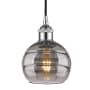 Innovations Lighting Rochester 6" Wide Cord-Hung Mini Pendant Polished Chrome / Light Smoke