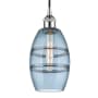 Innovations Lighting Vaz 6" Wide Cord-Hung Mini Pendant Polished Chrome / Princess Blue