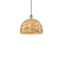 Innovations Lighting Woven Rattan 12" Wide Pendant Polished Chrome / Natural
