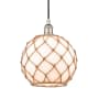 Innovations Lighting Farmhouse 10" Wide Pendant Polished Nickel / White Glass / Brown Rope