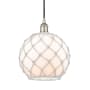 Innovations Lighting Farmhouse 10" Wide Pendant Polished Nickel / White Glass / White Rope