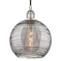 Innovations Lighting Athens Deco Swirl 10" Wide Cord-Hung Mini Pendant Polished Nickel / Light Smoke Deco Swirl
