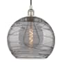 Innovations Lighting Athens Deco Swirl 14" Wide Cord-Hung Pendant Polished Nickel / Light Smoke Deco Swirl