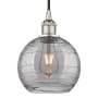 Innovations Lighting Athens Deco Swirl 8" Wide Cord-Hung Mini Pendant Polished Nickel / Light Smoke Deco Swirl