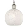 Innovations Lighting White Mouchette 8" Wide Cord-Hung Mini Pendant Polished Nickel
