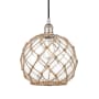Innovations Lighting Farmhouse 10" Wide Pendant Polished Nickel / Clear Glass / Brown Rope