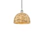 Innovations Lighting Woven Rattan 12" Wide Pendant Polished Nickel / Natural