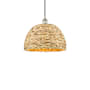 Innovations Lighting Woven Rattan 16" Wide Pendant Polished Nickel / Natural