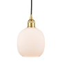 Innovations Lighting Belfast 6" Wide Mini Pendant Satin Gold / Matte White