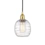 Innovations Lighting Belfast 6" Wide Mini Pendant Satin Gold / Deco Swirl