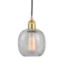 Innovations Lighting Belfast 6" Wide Mini Pendant Satin Gold / Clear Crackle