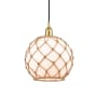 Innovations Lighting Farmhouse 10" Wide Pendant Satin Gold / White Glass / Brown Rope