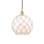 Innovations Lighting Farmhouse 10" Wide Pendant Satin Gold / White Glass / White Rope