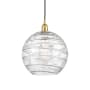 Innovations Lighting Athens 12" Wide Pendant Satin Gold / Clear Deco Swirl