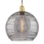 Innovations Lighting Athens Deco Swirl 14" Wide Cord-Hung Pendant Satin Gold / Light Smoke Deco Swirl