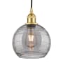 Innovations Lighting Athens Deco Swirl 8" Wide Cord-Hung Mini Pendant Satin Gold / Light Smoke Deco Swirl