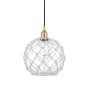 Innovations Lighting Farmhouse 10" Wide Pendant Satin Gold / Clear Glass with White Rope