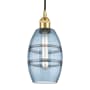 Innovations Lighting Vaz 6" Wide Cord-Hung Mini Pendant Satin Gold / Princess Blue