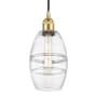 Innovations Lighting Vaz 6" Wide Cord-Hung Mini Pendant Satin Gold / Clear
