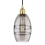 Innovations Lighting Vaz 6" Wide Cord-Hung Mini Pendant Satin Gold / Light Smoke