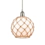 Innovations Lighting Farmhouse 10" Wide Pendant Brushed Satin Nickel / White Glass / Brown Rope