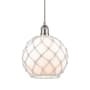 Innovations Lighting Farmhouse 10" Wide Pendant Brushed Satin Nickel / White Glass with White Rope