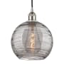 Innovations Lighting Athens Deco Swirl 10" Wide Cord-Hung Mini Pendant Brushed Satin Nickel / Light Smoke Deco Swirl