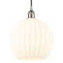 Innovations Lighting White Venetian 12" Wide Cord-Hung Pendant Brushed Satin Nickel