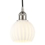 Innovations Lighting White Venetian 6" Wide Cord-Hung Mini Pendant Brushed Satin Nickel
