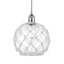 Innovations Lighting Farmhouse 10" Wide Pendant Brushed Satin Nickel / Clear Glass / White Rope