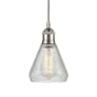 Innovations Lighting Conesus 6" Wide Mini Pendant Brushed Satin Nickel / Clear Crackle