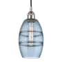 Innovations Lighting Vaz 6" Wide Cord-Hung Mini Pendant Brushed Satin Nickel / Princess Blue