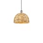 Innovations Lighting Woven Rattan 12" Wide Pendant Brushed Satin Nickel / Natural