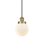 Innovations Lighting Beacon 6" Wide Mini Pendant Antique Brass / Matte White