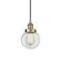 Innovations Lighting Beacon 6" Wide Mini Pendant Antique Brass / Clear